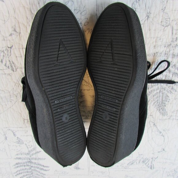 Aquatalia Cassie Marvin K Platform Black Suede Wedge Lace Up Boots 8 Us 39 - Picture 7 of 7